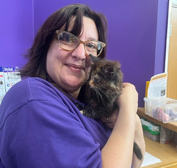 Shepton and Wells vets - Sue with kitten